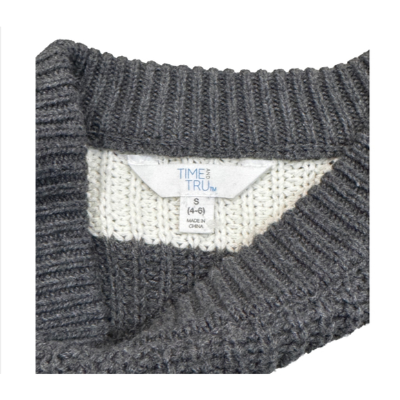 Time & Tru Black, White, and Gray Striped Midweight Sweater - Picture 3 of 4